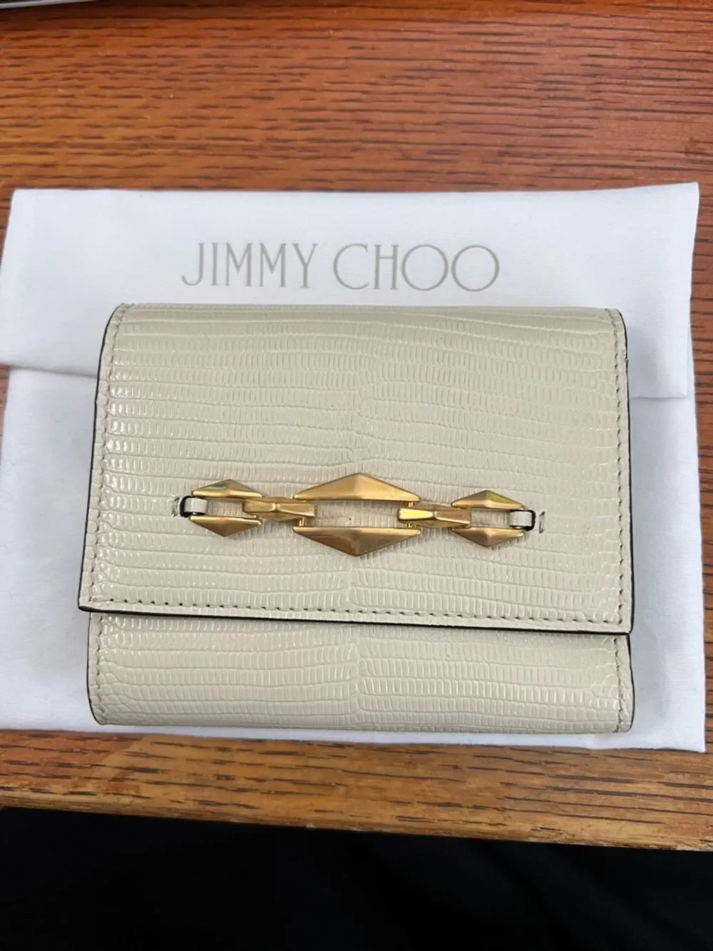 Jimmy Choo Miranda Croc Embossed Leather Women's Wallet Bamboo Color w/ dustbag